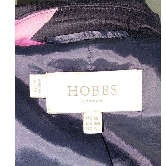 HOBBS London Navy & Pink Floral Dress Suit Jacket Set Sz 6 - Picture 8 of 10